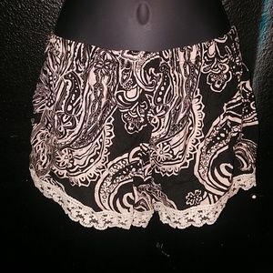 Black and beige shorts